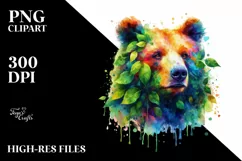 Abstract Vibrant Plant Leaves Bear PNG Product Image 1