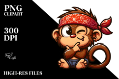 Silly Monkey with Bandana PNG Product Image 2
