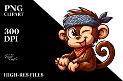 Serious Monkey with Bandana, Transparent PNG Product Image 2