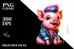 Vibrant Baby Pig Watercolor PNG Product Image 1