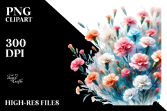 Vibrant Carnation Watercolor Abstract Clipart Product Image 2