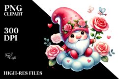 Colorful Cute Valentines Gnome Cloud PNG Product Image 2