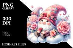 Colorful Cute Valentines Gnome Cloud PNG Product Image 2