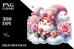 Colorful Cute Valentines Gnome Cloud PNG Product Image 2