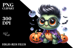 Cute Baby Turtle in Halloween PNG Product Image 2
