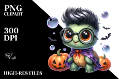 Cute Baby Turtle in Halloween PNG Product Image 2