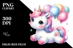Cute Baby Unicorn Watercolor Clipart Product Image 1