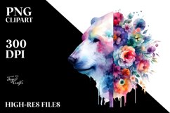 Half Flowers Polar Bear | Vibrant Artistic Watercolor Product Image 1