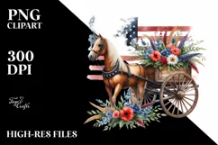 Watercolor Horse Wagon with Flowers Product Image 3