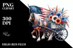 Watercolor Horse Wagon with Flowers Clipart Product Image 3