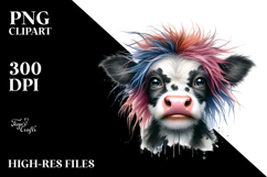 Crazy Cow with Crazy Expression PNG Product Image 2