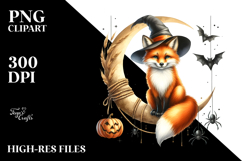 Halloween Fox Sitting on Moon PNG Product Image 2