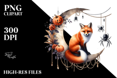 Halloween Fox Sitting on Moon PNG Product Image 2