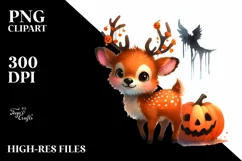 Cute Baby Elk Halloween Drawing | Sublimation | Clipart Product Image 1
