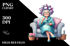 Old Lady Watercolor Character Couch Tea Cup | Sublimation | Product Image 2
