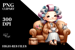 Old Lady Watercolor Character Couch Tea Cup | Sublimation | Product Image 2