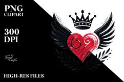 Simple Heart Wings Crown PNG Product Image 2