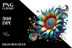 Abstract Glossy Sunflower PNG Product Image 2