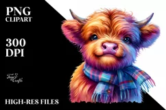 Cute Baby Highland Cow | Sublimation Clipart Product Image 1