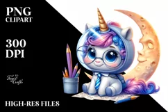 Baby Unicorn Moon | Sublimation | Clipart Product Image 1