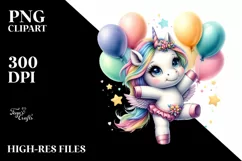 Cute Baby Unicorn Posing as Dancer Clipart Product Image 1