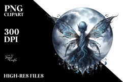 Gothic Fairy on Moon PNG Product Image 2