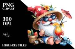 Whimsical Gnome with Cocktail, Beach PNG Product Image 2