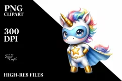 Cool Baby Unicorn with Hero Suit Clipart Product Image 3