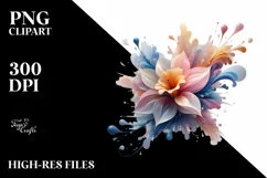 Wooden Daffodil Watercolor Splash PNG Product Image 3