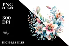 Colorful Lily Abstract Wreath | Watercolor Splash | Summer Product Image 1