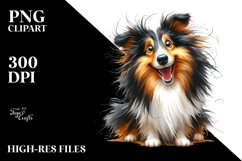 Colorful Watercolor Cute Funny Collie Clipart Product Image 3