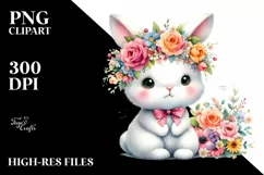 Colorful Flowers Bunny | Sublimation | Clipart. Product Image 3