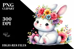 Colorful Flowers Bunny | Sublimation | Clipart. Product Image 1