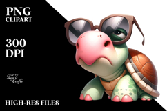 Goofy Cartoon Turtle with Oversized Sunglasses, Transparent Product Image 2