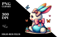 Colorful Vintage Bunny Sitting View From Back PNG Product Image 2