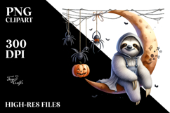 Sloth on Moon with Spiders PNG Product Image 2