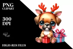 Great Dane with Reindeer Horns, High-Res PNG Product Image 1