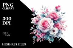 Vibrant Abstract Pink Roses PNG Product Image 1