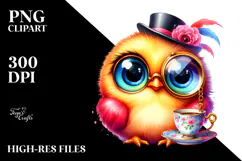 Vibrant Cute Baby Chicken with Monocle PNG Product Image 2