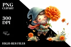 Colorful Watercolor Cute Floating Gnome Clipart Product Image 3
