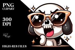 Cartoony Sugar Skull with Oversized Sunglasses PNG Product Image 2