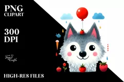 Vibrant Funny Wolf Watercolor | Sublimation Clipart Product Image 1