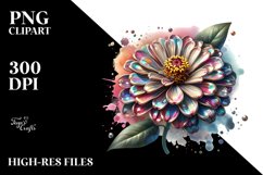 Detailed Zinnia Watercolor Splash Clipart Product Image 1