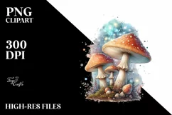 Magical Mushroom Watercolor Splash PNG Product Image 1