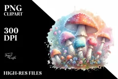 Magical Mushroom Watercolor Splash PNG Product Image 1