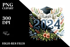 Watercolor Class of 2024 | Clipart Product Image 1