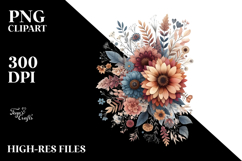 Boho Flower with Splashes, Transparent PNG Product Image 2