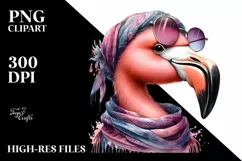 Smiling Flamingo Boho Watercolor | Sublimation Clipart Product Image 1