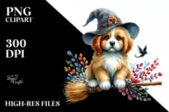 Colorful Puppy on Broom | Clipart Product Image 3