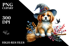 Colorful Puppy on Broom | Clipart Product Image 2